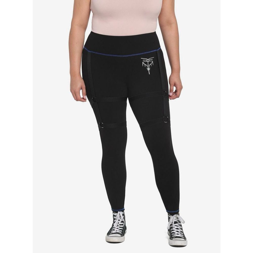 Black Women's Leggings with Blue Accents